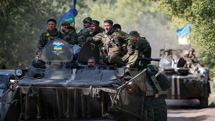 Ukrainische Soldaten in der Nähe von Kramatorsk.
