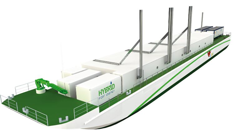 Eine Computeranimation: Die Flüssiggas-Barge ist mit fünf Generatoren ausgestattet