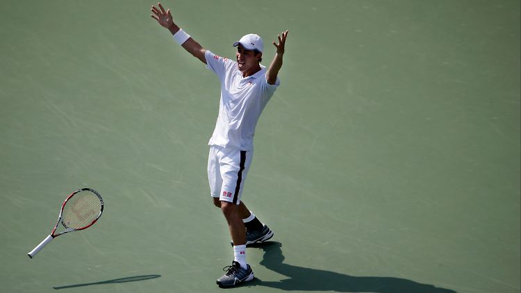 Nishikori jubelt nach seinem Sieg.
