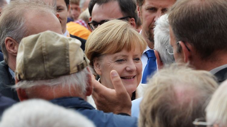 Merkel im Wahlkampf in Brandenburg.