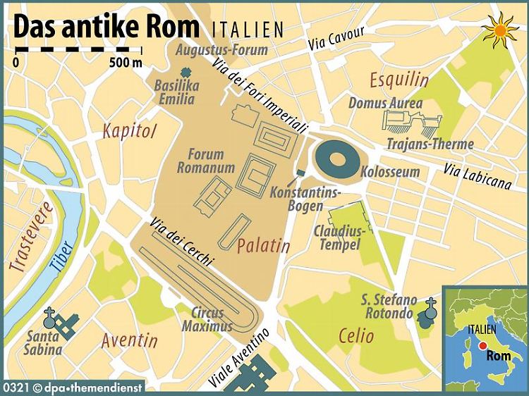 Ausflug in die Antike: Das Kolosseum liegt gleich in der Nachbarschaft des Forum Romanum und des Palatinhügels.