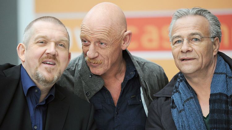 Die drei Herren vom Kölner "Tatort": Dietmar Bär (als Freddy Schenk), Joe Bausch (als Dr. Joseph Roth) und Klaus J. Behrendt (als Max Ballauf, v.l.) 