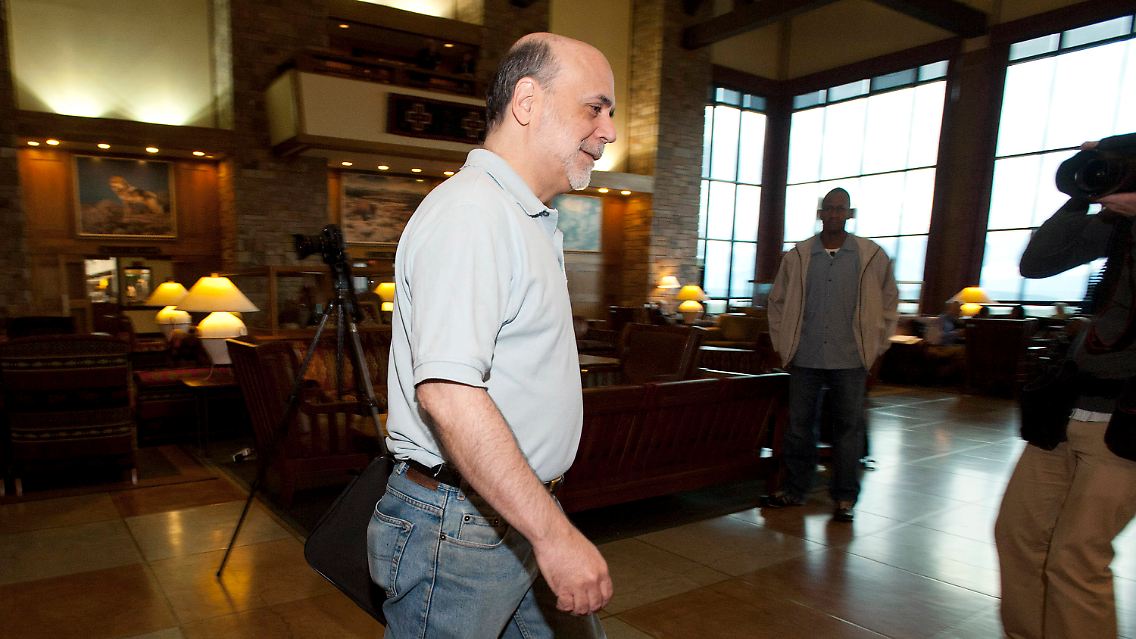 Ben Bernanke ganz leger auf dem Jahrestreffend er Topbanker in Jackson Hole.