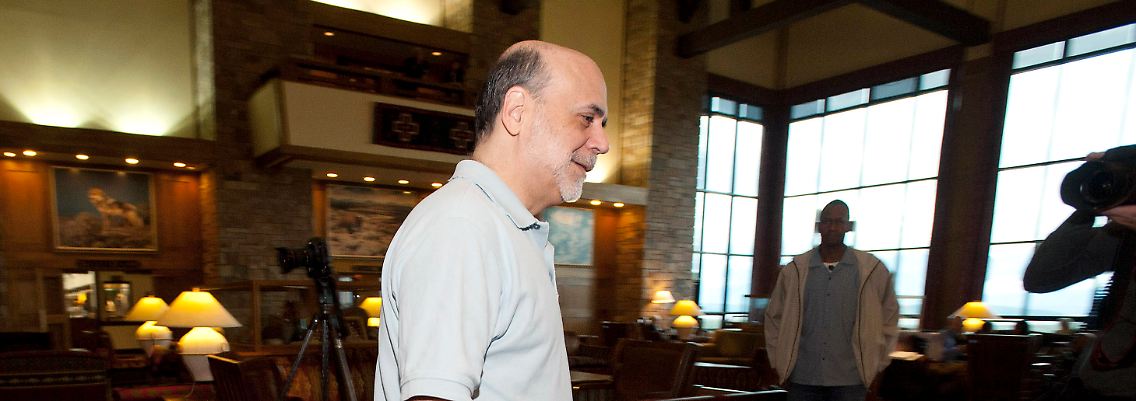 Ben Bernanke ganz leger auf dem Jahrestreffend er Topbanker in Jackson Hole.