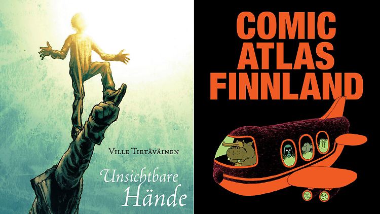 "Unsichtbare Hände" (l.) ist bei Avant erschienen, "Comic Atlas Finnland" wird von Reprodukt verlegt.
