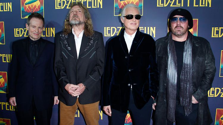 Led Zeppelin im Oktober 2012: John Paul Jones (Bass), Sänger Robert Plant, Gitarrist Jimmy Page und Drummer Jason Bonham (v.l.)