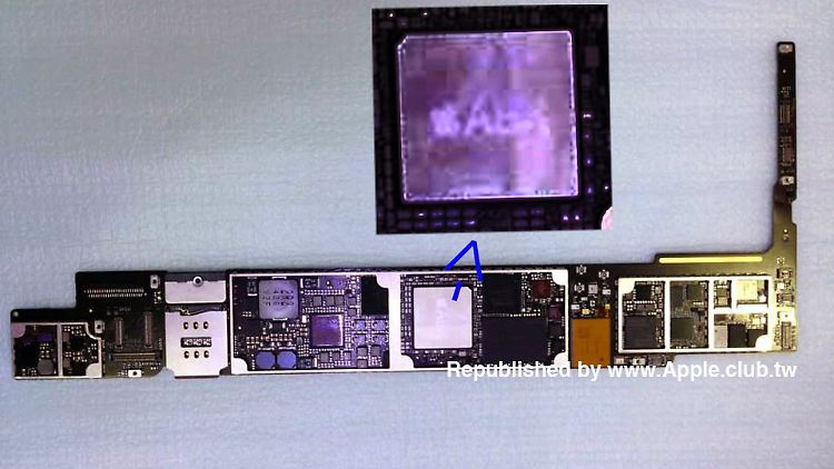 Vergrößert, dreht und dunkelt man am Computer das von "Apple.club.tw" gezeigte Foto, scheint unter der Folie ein Apple-Logo mit dem Schriftzug "AX8" erkennbar zu sein.