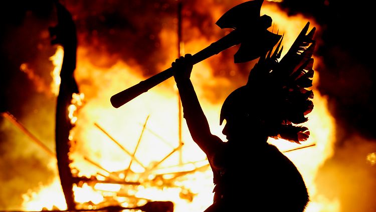 Teilnehmer bei Wikinger-Festspielen auf den schottischen Shetlands: Der gefundene Schatz soll von den Wikingern von Orten entlang der britischen Küste zusammengetragen worden sein.