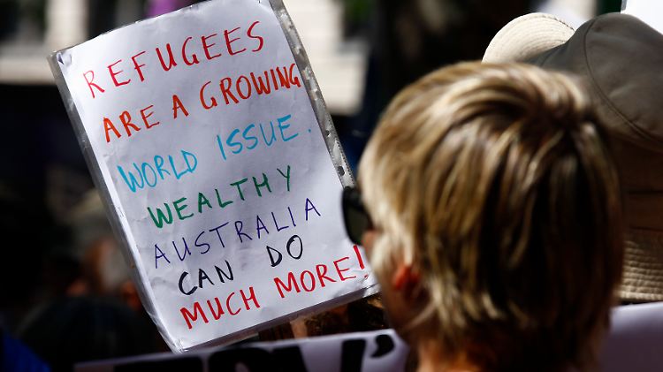 Demonstranten in Sydney fordern ein Umdenken in Australiens Asylpolitik. (Bild vom 11. Oktober 2014)