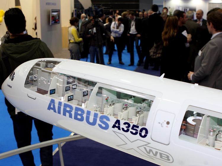 Das Interieur eines Airbus A350 in einem Modell auf der Messe Aircraft Interiors Expo im vergangenen Jahr.