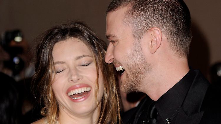 Sie lachen die Trennungsgerüchte weg: Jessica Biel und Justin Timberlake.