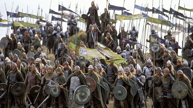 Die Kämpfer von Gondor und Rohan ziehen in die Schlacht, so wie die Soldaten des Ersten Weltkrieges.