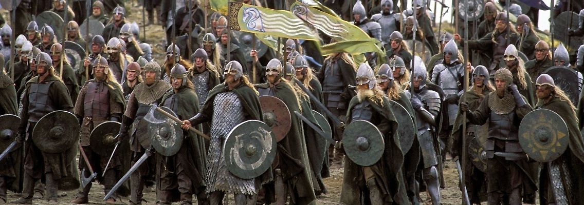 Die Kämpfer von Gondor und Rohan ziehen in die Schlacht, so wie die Soldaten des Ersten Weltkrieges.