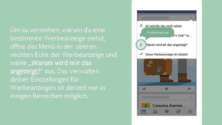 In den "Privacy Basics" wird auch der Umgang mit Werbeanzeigen erläutert.