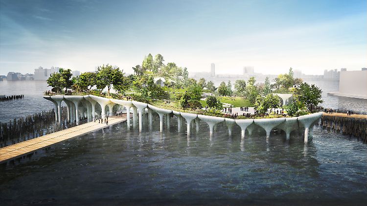 Auf Dutzenden Stelzen soll ein Erholungspark inklusive Freilichtbühne entstehen.