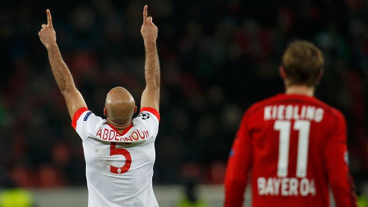 Bayer spielt, Monaco jubelt: Aymen Abdennour feiert das glückliche Siegtor der Franzosen beim Gastspiel in Leverkusen.