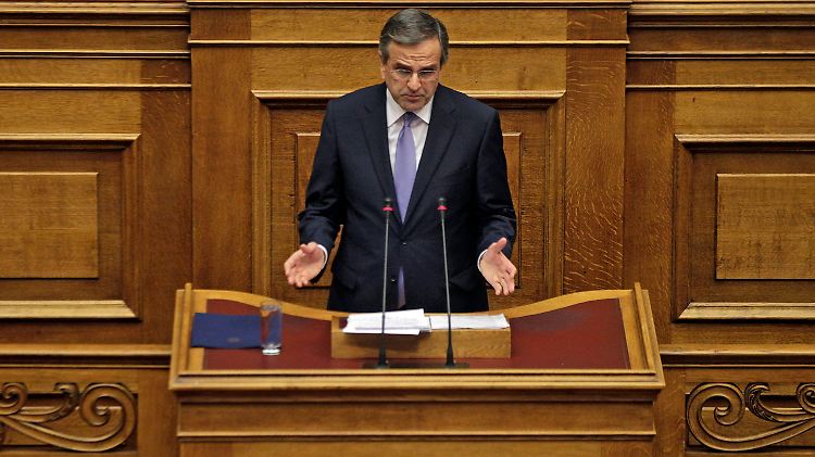 Griechenlands Ministerpräsident Samaras verkündet einen "historischen Moment".
