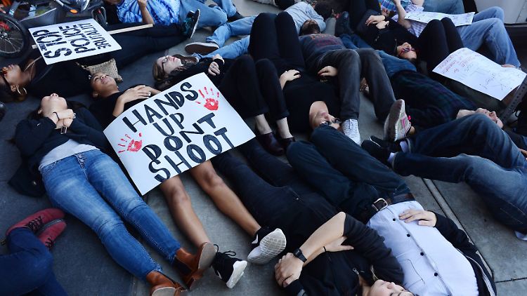 Die Demonstranten spielen hier auf den Fall Mike Brown an.