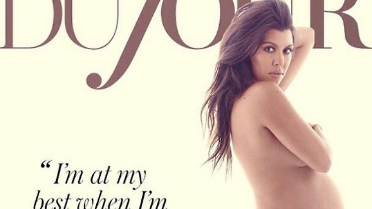 Beim Fotoshooting für die Zeitschrift "Dujour" entblößte Kourtney ihre Babykugel.
