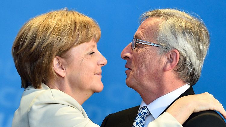 Friede, Freude, Eierkuchen? Merkel und Juncker auf einer CDU-Wahlkampfveranstaltung im Saarland im Mai 2014.