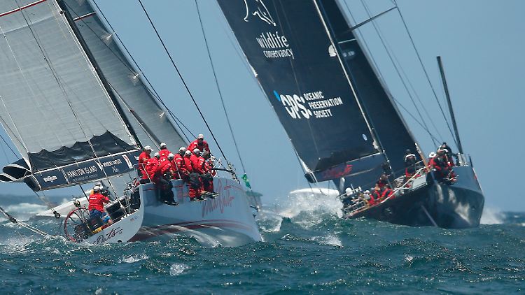 Die Wild Oats XI (r) segelt nach 628 Seemeilen zum Rekord.