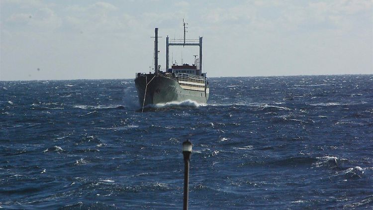 Die Schleuser vertrauen darauf, dass die Küstenwache das Schiff entdeckt: Die "Ezadeen" im Schlepp.