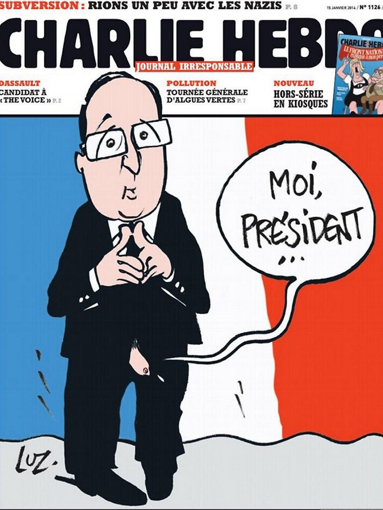 Im Januar 2014 zeigte die Titelseite von "Charlie Hebdo" eine Karikatur des französischen Präsidenten Hollande.