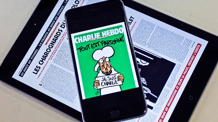 Als App gibt's "Charlie Hebdo" vorerst nicht in der englischen Übersetzung.