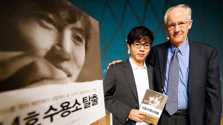 Shin Dong Hyuk und Blain Harden - der Nordkoreaner gibt zu, dass nicht alle Informationen in dem Buch korrekt sind.