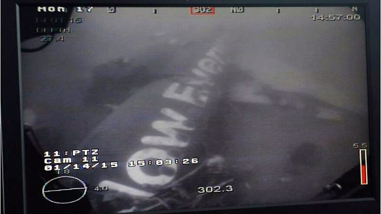 Trümmerteil der Air-Asia-Maschine, die im Dezember 2014 in der Java-Bucht abgestürzt ist.