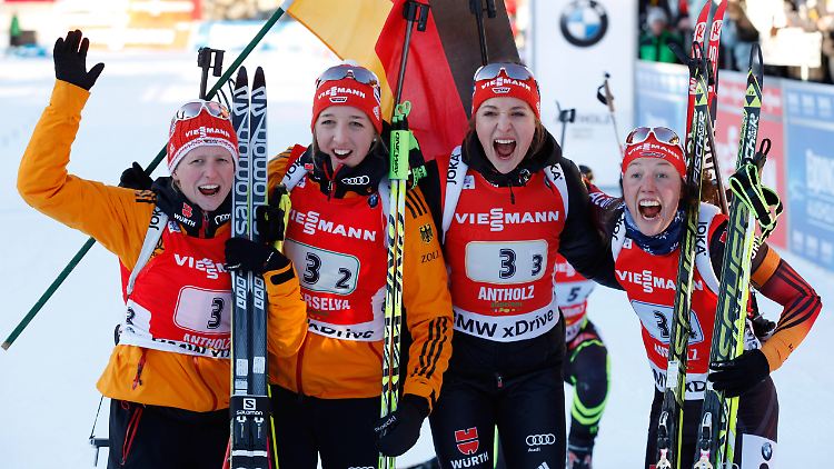 Die deutschen Damen ließen am Schießstand einige Scheiben stehen. Trotzdem waren sie in Antholz die schnellsten.