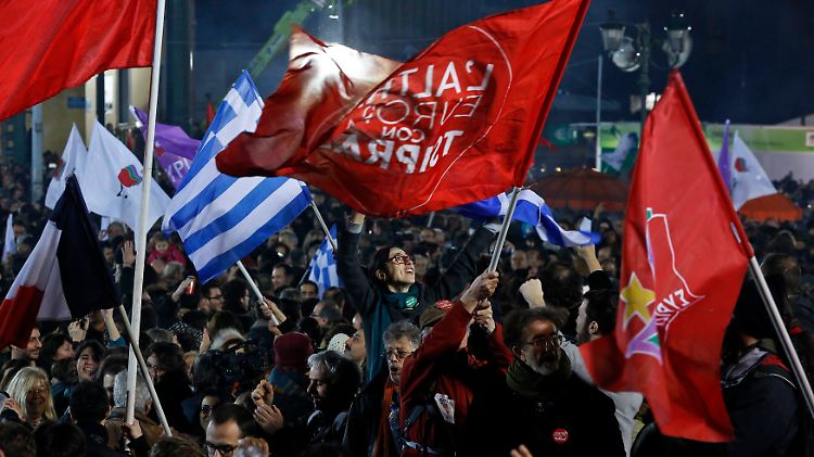 Syriza-Anhänger feiern in Athen. 