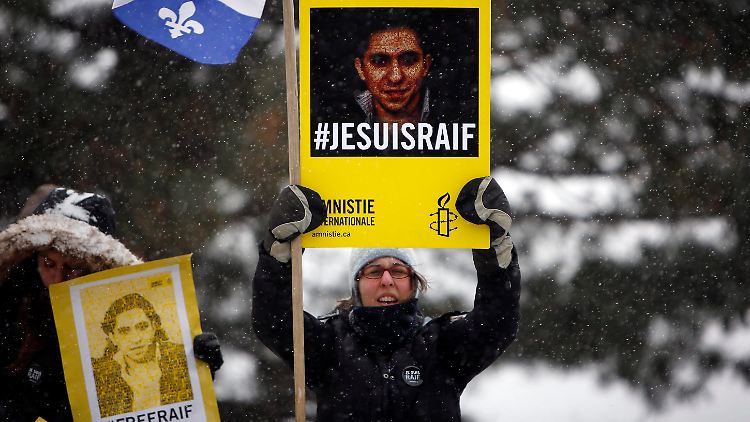 Weltweit protestieren Menschen gegen die Auspeitschung von Raif Badawi, heute unter anderem im kanadischen Ottawa.