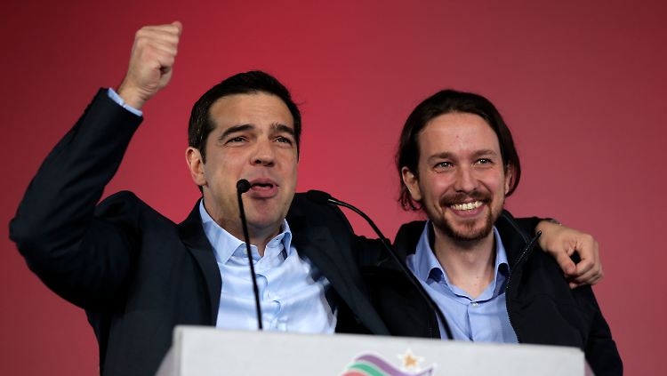 Alexis Tsipras und Pablo Iglesias - der Spanier will es dem Griechen gleichtun und die Wahlen in seinem Land gewinnen. Die Chancen stehen bestens. 