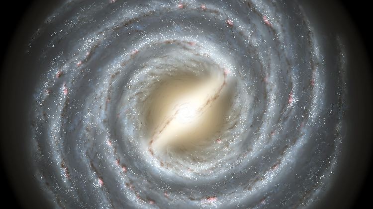 Die sichtbare Masse der Milchstraße leuchtet hell. Doch zusammengehalten wird unsere Galaxie von unsichtbarer Materie.
