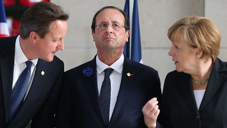 Eins plus zwei ergibt nicht unbedingt drei: Cameron, Hollande und Merkel sind geteilter Meinung.