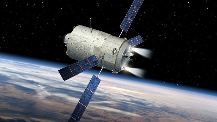 Computergrafik des europäischen Raumtransporters ATV-5 "Georges Lemaitre".