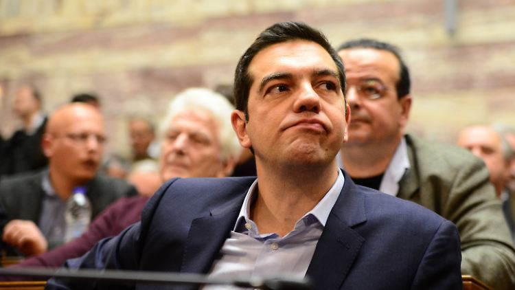 Ministerpräsident Tsipras am Dienstag im griechischen Parlament.