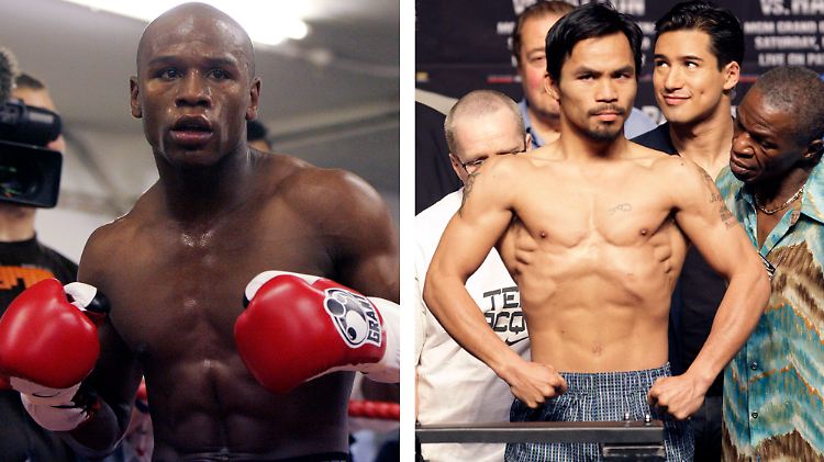 Mayweather (l.) und Pacquiao stritten vor allem über die Verteilung der Gelder.