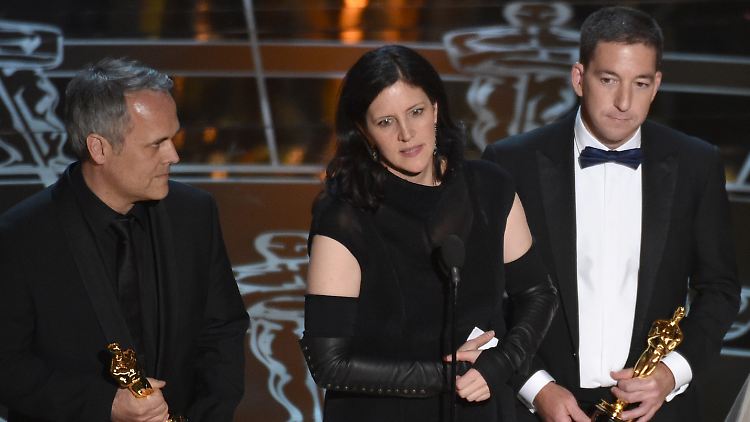 "Citizenfour" ist der beste Dokumentarfilm - den Preis nahmen Regisseurin Laura Poitras und Enthüllungsjournalist Glenn Greenwald entgegen.