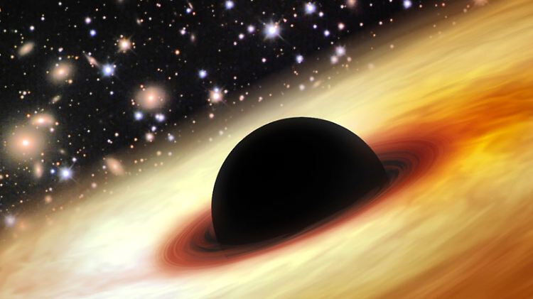 Das Massemonster sitzt im Herz einer aktiven Galaxie: künstlerische Darstellung des Schwarzen Loches.
