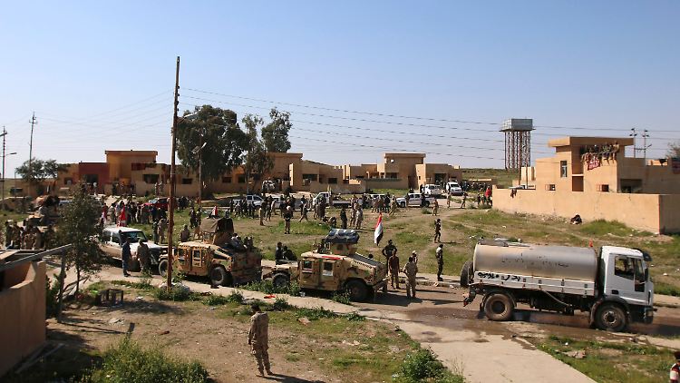 Einheiten der irakischen Armee sammeln sich vor Tikrit: Bis zu 20.000 Mann sollen bei dem Sturm auf die IS-Hochburg teilnehmen.