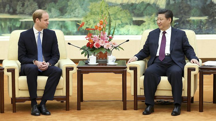 Ein Prinz in der Volksrepublik: William mit Chinas Präsidenten Xi.