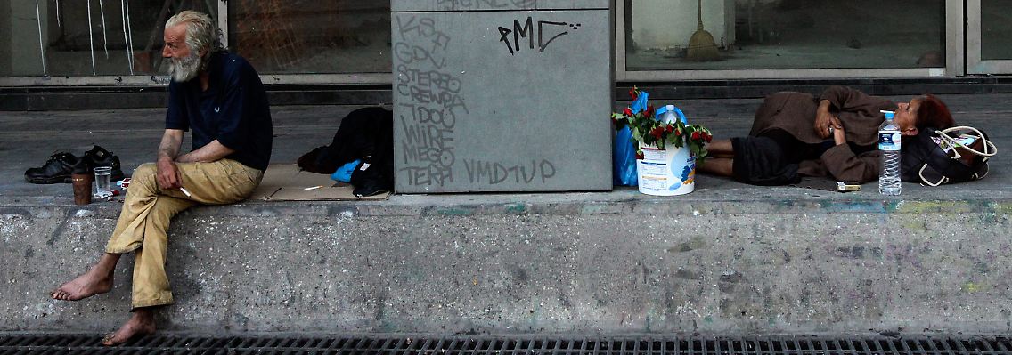 Obdachlose in Athen.