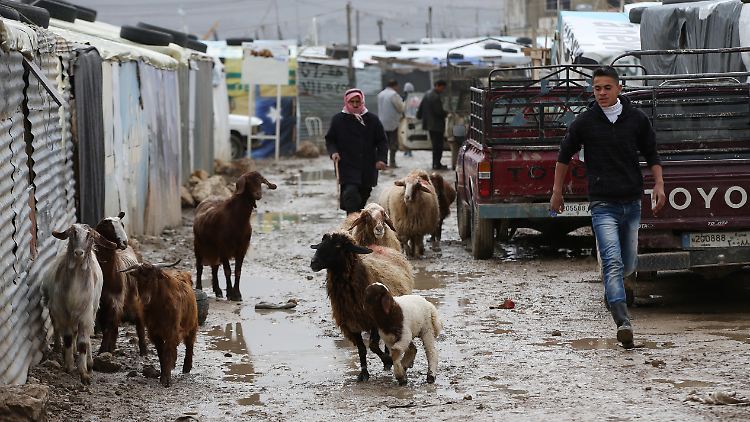 Schlamm und Baracken: ein syrisches Flüchtlingscamp im Libanon.