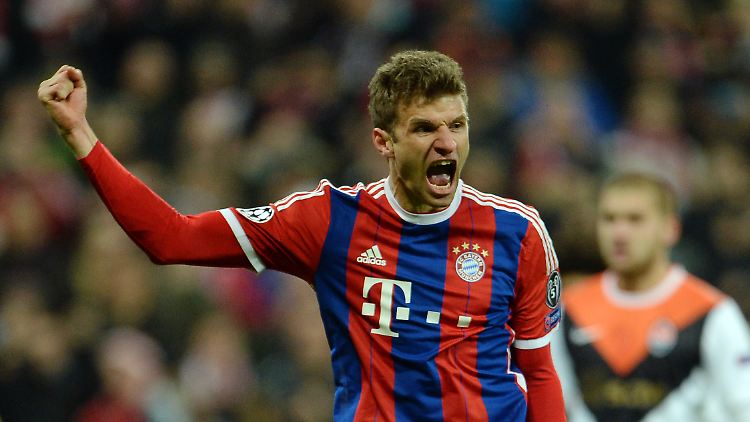 Gierig nach Erfolg: Bayern-Star Thomas Müller - am Ende schießt der deutsche Rekordmeister im Champions-League-Achtelfinal-Rückspiel Schachtjor Donezk mit 7:0 (2:0) ab.