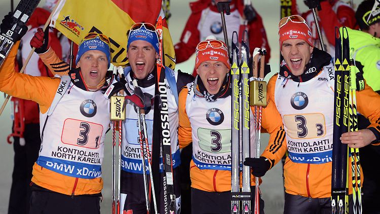 Sie leben ihren Traum: Erik Lesser, Simon Schempp, Daniel Böhm und Arnd Peiffer.