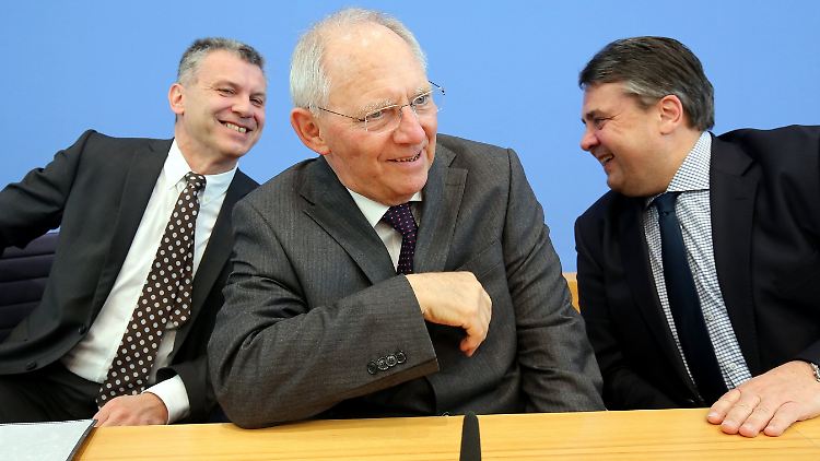 Finanzminister Schäuble und Wirtschaftsminister Gabriel stellten sich ausnahmsweise zu zweit den Fragen der Journalisten.