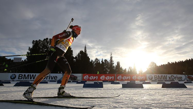 Auf dem Weg aufs Treppchen: Biathletin Laura Dahlmeier in Sibirien.