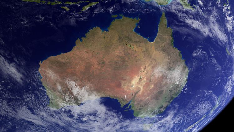 Der australische Kontinent in einer Nasa-Satellitenaufnahme.
